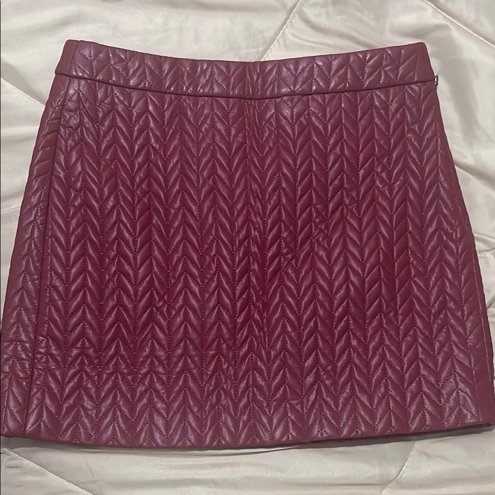 Commense Red Ribbed Mini A-Line Skirt
